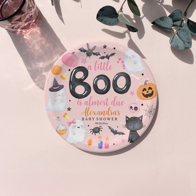 Plato De Papel Placa de papel Baby Shower Ghost rosa de Halloween (Subido por el creador)