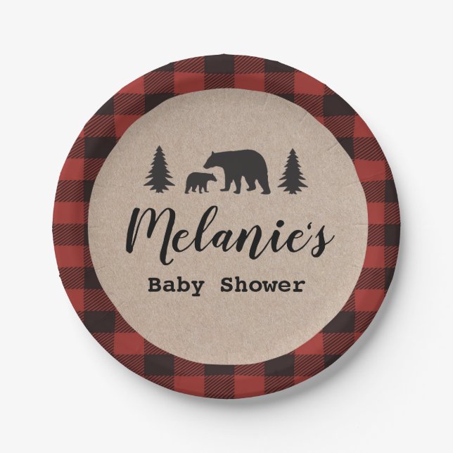 Plato De Papel Placa de papel Baby Shower Lumberjack (Anverso)
