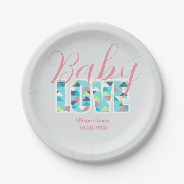 Plato De Papel Placa de papel Baby Shower moderna (Anverso)