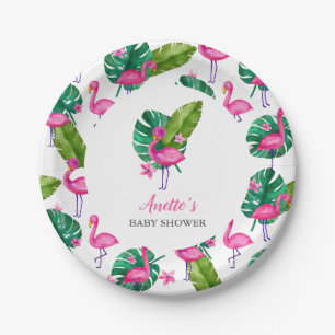 Plato De Papel Placa de papel Baby Shower moderna de color rosa