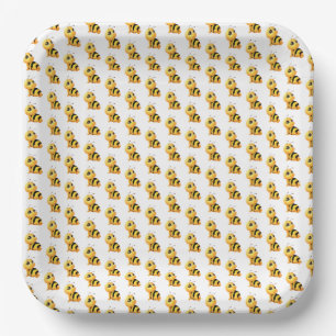 Plato De Papel Placa de papel Baby Shower para abejas sonrientes