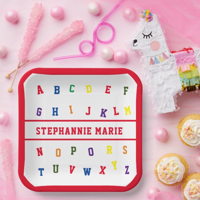 Plato De Papel Placa de papel Baby Shower para Chica ABC (Fiesta)