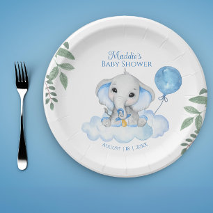 Plato De Papel Placa de papel Baby Shower para elefantes de color