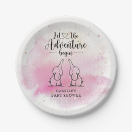 Plato De Papel Placa de papel Baby Shower para elefantes gemelos