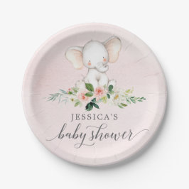 Plato De Papel Placa de papel Baby Shower para elefantes rosas