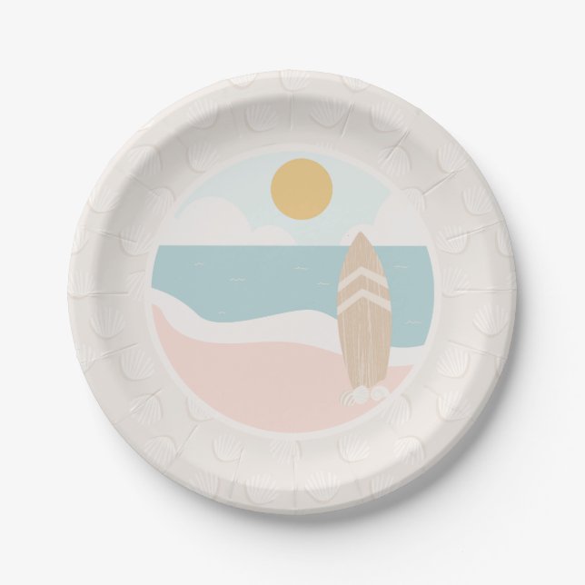 Plato De Papel Placa de papel Baby Shower para Surfboard Beach (Anverso)