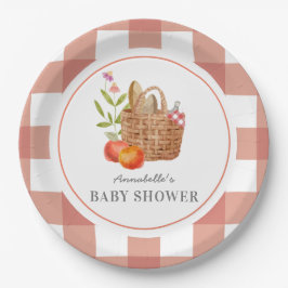 Plato De Papel Placa de papel Baby Shower Picnic Basket Red GIngh