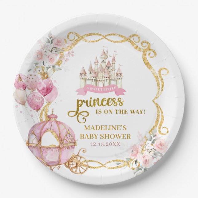 Plato De Papel Placa de papel Baby Shower Royal Princess (Anverso)