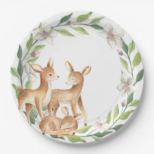 Plato De Papel Placa de papel Baby Shower Woodland Baby Deer