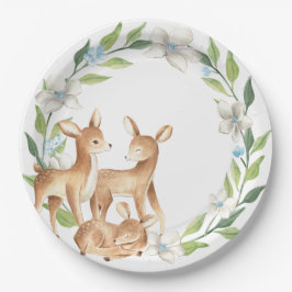 Plato De Papel Placa de papel Baby Shower Woodland Baby Deer