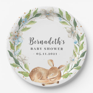 Plato De Papel Placa de papel Baby Shower Woodland Baby Deer