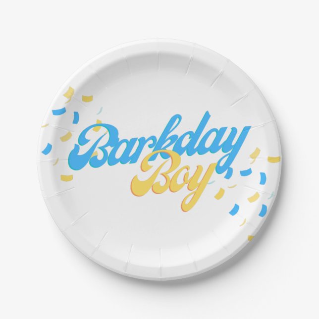 Plato De Papel Placa de papel Barkday Boy (Anverso)