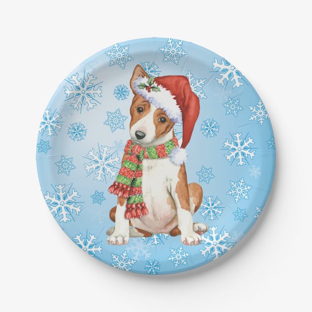 Plato De Papel Placa de papel Basenji para navidades (Anverso)