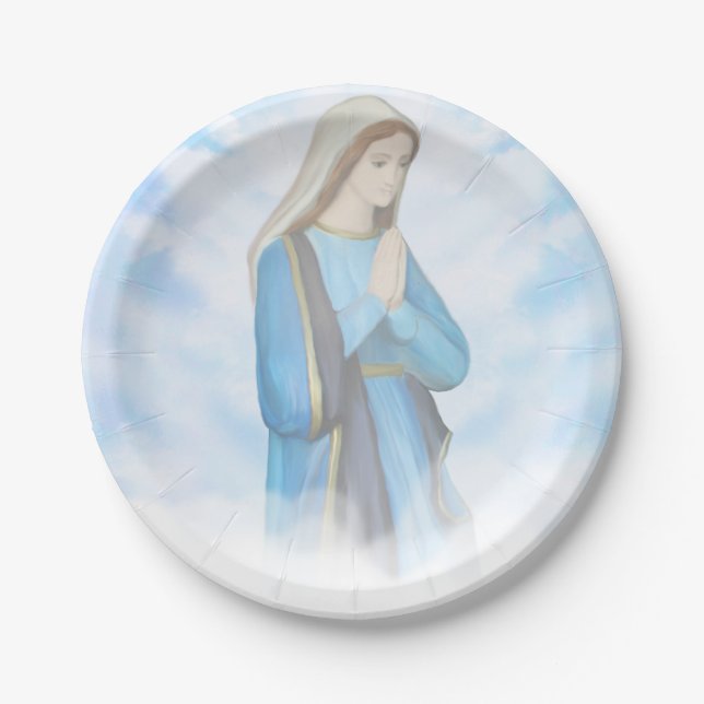 Plato De Papel Placa de papel bendecida del Virgen María (Anverso)