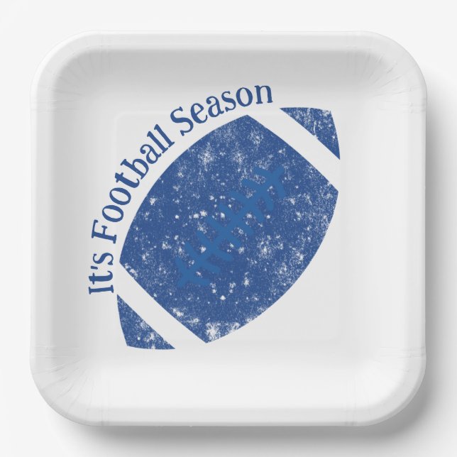 Plato De Papel Placa de papel blanco azul para el cumpleaños del  (Anverso)