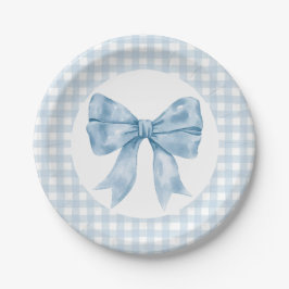 Plato De Papel Placa de papel Blue Bow Gingham