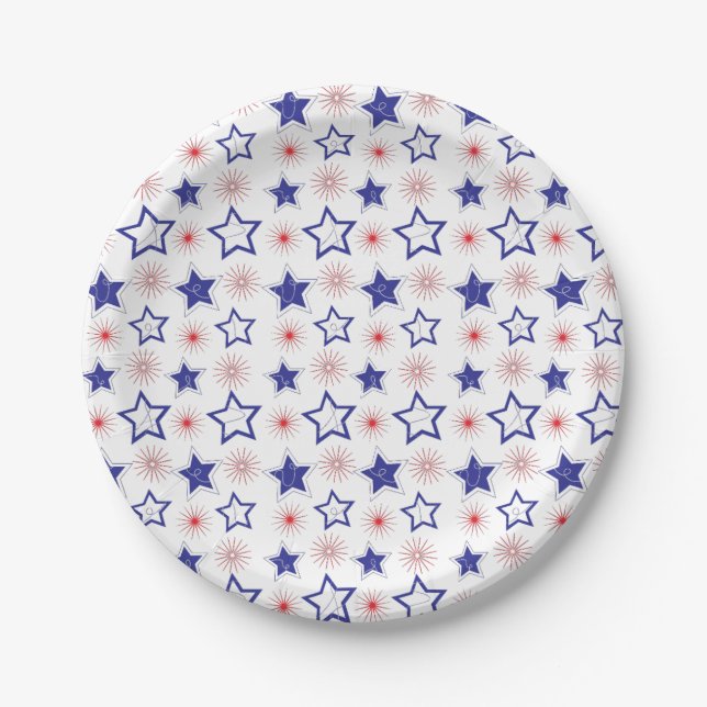 Plato De Papel Placa de papel Blue Stars (Anverso)