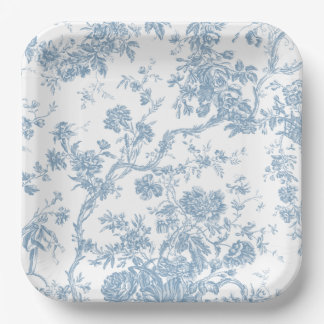 Plato De Papel Placa de papel Blue Toile de Jouy