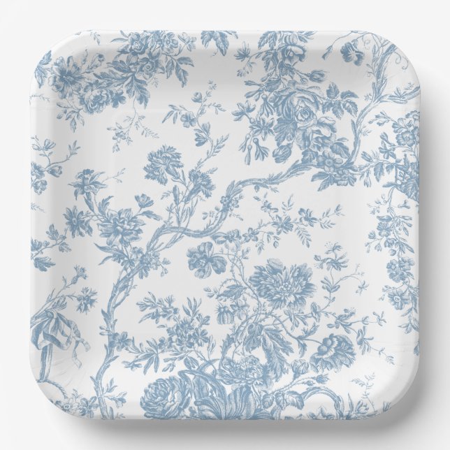 Plato De Papel Placa de papel Blue Toile de Jouy (Anverso)