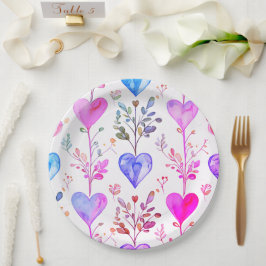 Plato De Papel Placa de papel boda/corazones de ducha