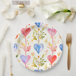 Plato De Papel Placa de papel boda/corazones de ducha