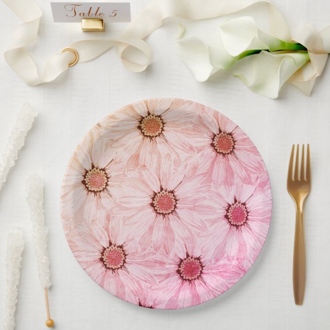 Plato De Papel Placa de papel boda/ducha de flores (Boda)