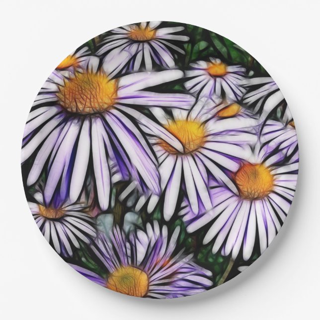 Plato De Papel Placa de papel boda/ducha de flores (Anverso)