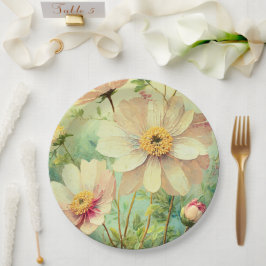 Plato De Papel Placa de papel boda/ducha de flores