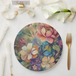 Plato De Papel Placa de papel boda/ducha de flores