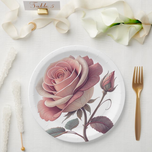 Plato De Papel Placa de papel boda/ducha de flores (Boda)