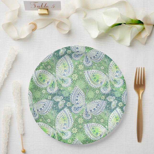 Plato De Papel Placa de papel boda/ducha de mariposa (Boda)