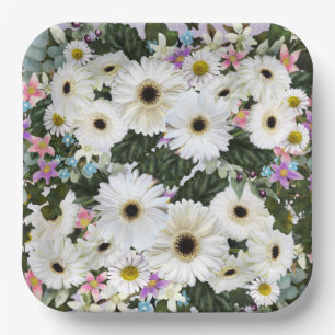 Plato De Papel Placa de papel Boda Gerbera Daisies Swag