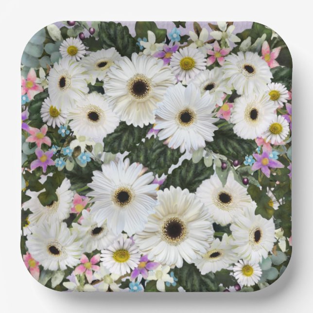 Plato De Papel Placa de papel Boda Gerbera Daisies Swag (Anverso)