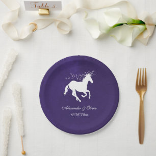 Plato De Papel Placa de papel Boda Violet Unicorn