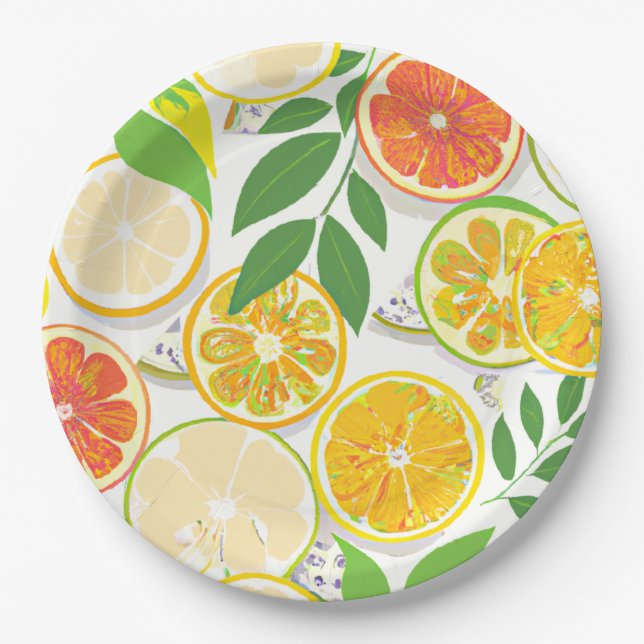 Plato De Papel Placa de papel - Boho Citrus Slices (Anverso)