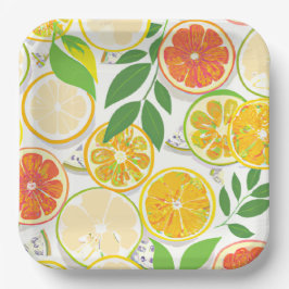 Plato De Papel Placa de papel - Boho Citrus Slices