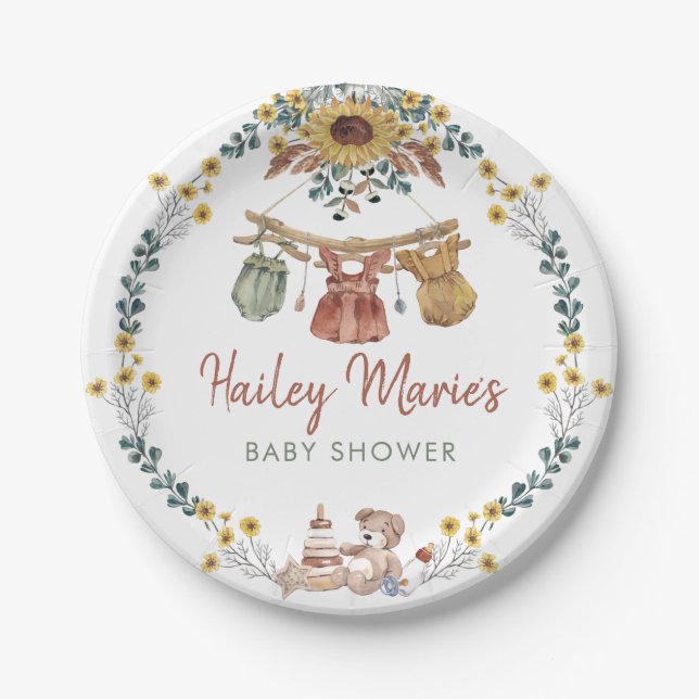 Plato De Papel Placa de papel Boho Clothesline (Anverso)