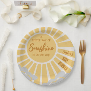 Plato De Papel Placa de papel Boho Sunshine Baby Shower