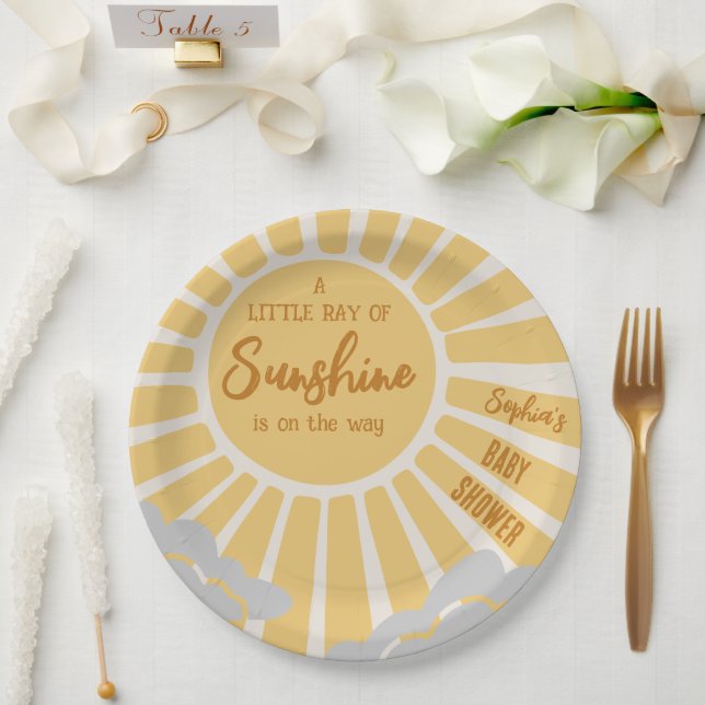 Plato De Papel Placa de papel Boho Sunshine Baby Shower (Boda)