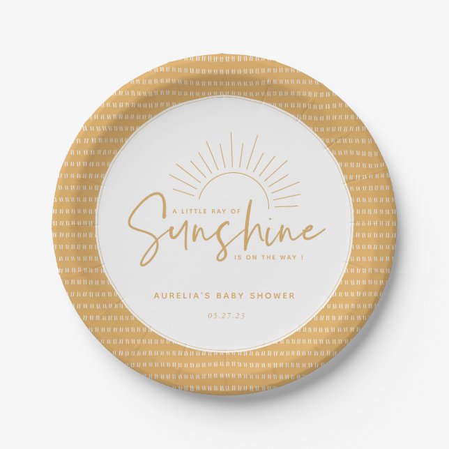 Plato De Papel Placa de papel Boho Sunshine Baby Shower (Anverso)