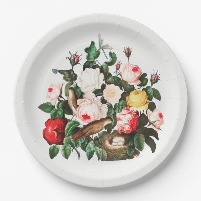 PLATO DE PAPEL PLACA DE PAPEL BOTÁNICO DE VENTAJA CON NIDO DE AVE (Anverso)