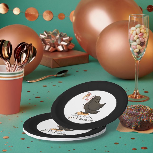 Plato De Papel Placa de papel buzzard para cumpleaños feliz (Multi)