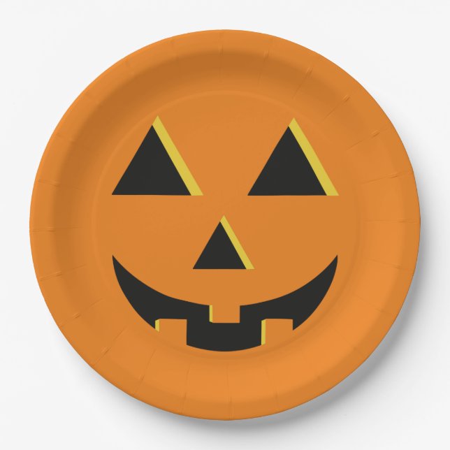 Plato De Papel Placa de papel calabaza barnizada de Halloween (Anverso)