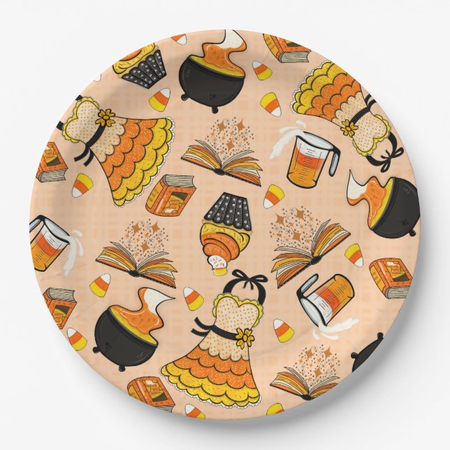Plato De Papel Placa de papel Candy Corn Magic Halloween (Anverso)