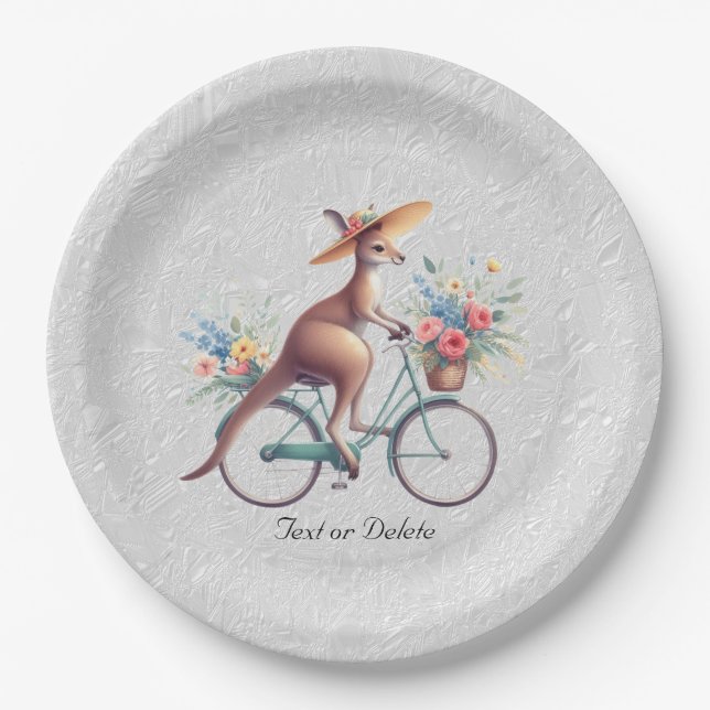 Plato De Papel Placa de papel canguro para bicicletas florales (Anverso)