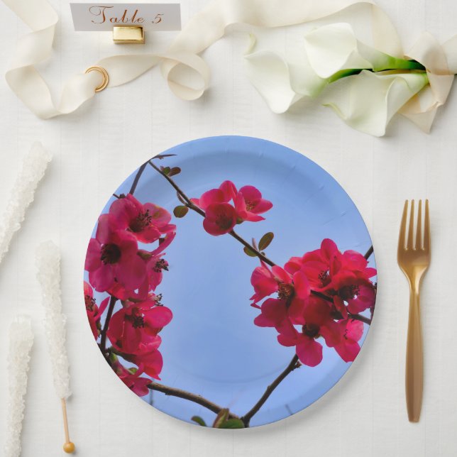Plato De Papel Placa de papel Chaenomeles speciosa (Boda)