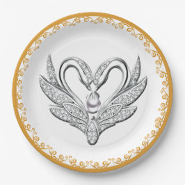 Plato De Papel Placa de papel Cinta de naranja Plata Cisne de pap