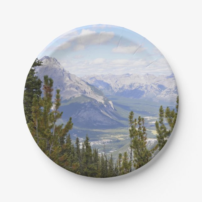 Plato De Papel Placa de papel con escena de montaña (Anverso)