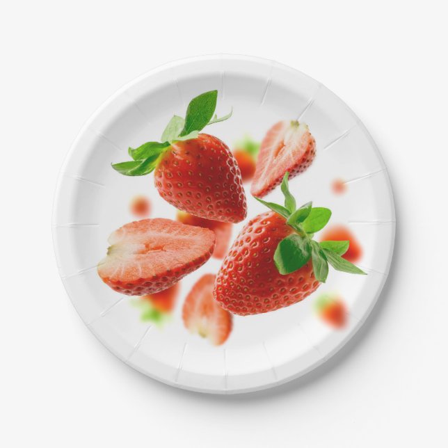 Plato De Papel Placa de papel con fresas (Anverso)
