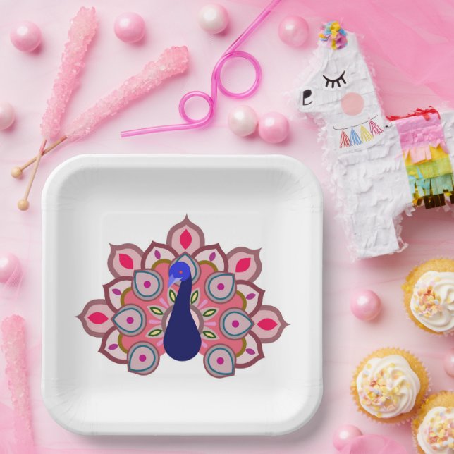 PLATO DE PAPEL PLACA DE PAPEL CON HERMOSO ARTE DE AVES (Fiesta)